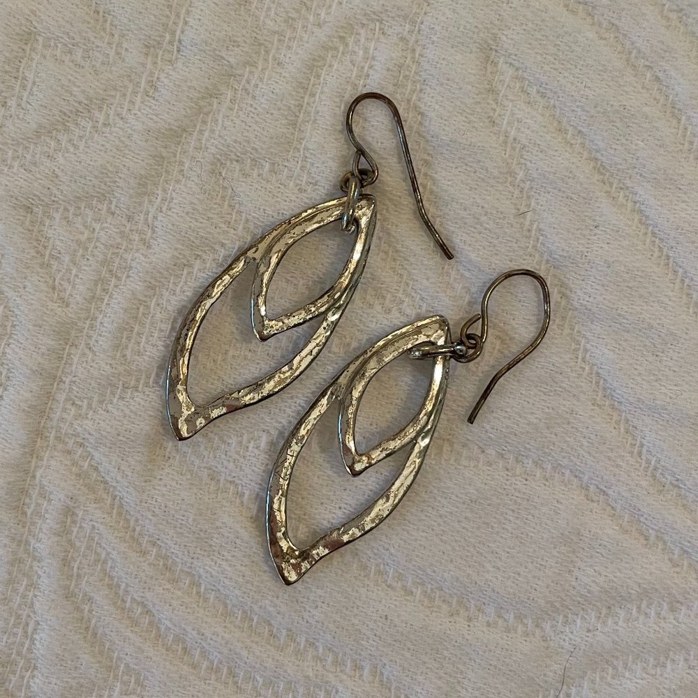 Silver Dangle Feather Earrings